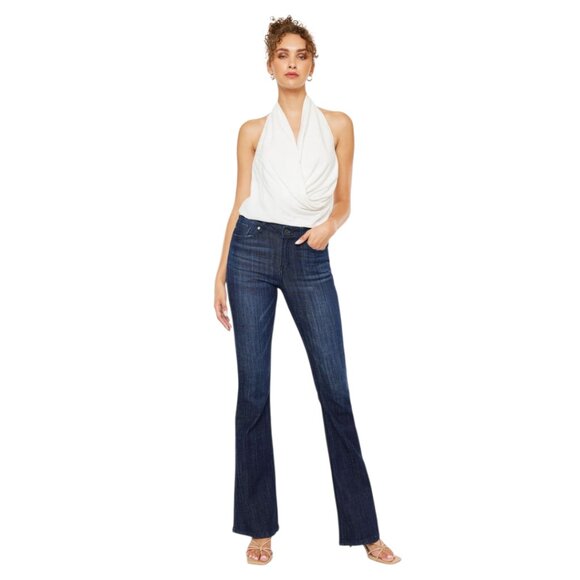 Kancan High Rise Flare Leg Dark Wash Jeans Sz 1XL - Picture 1 of 10